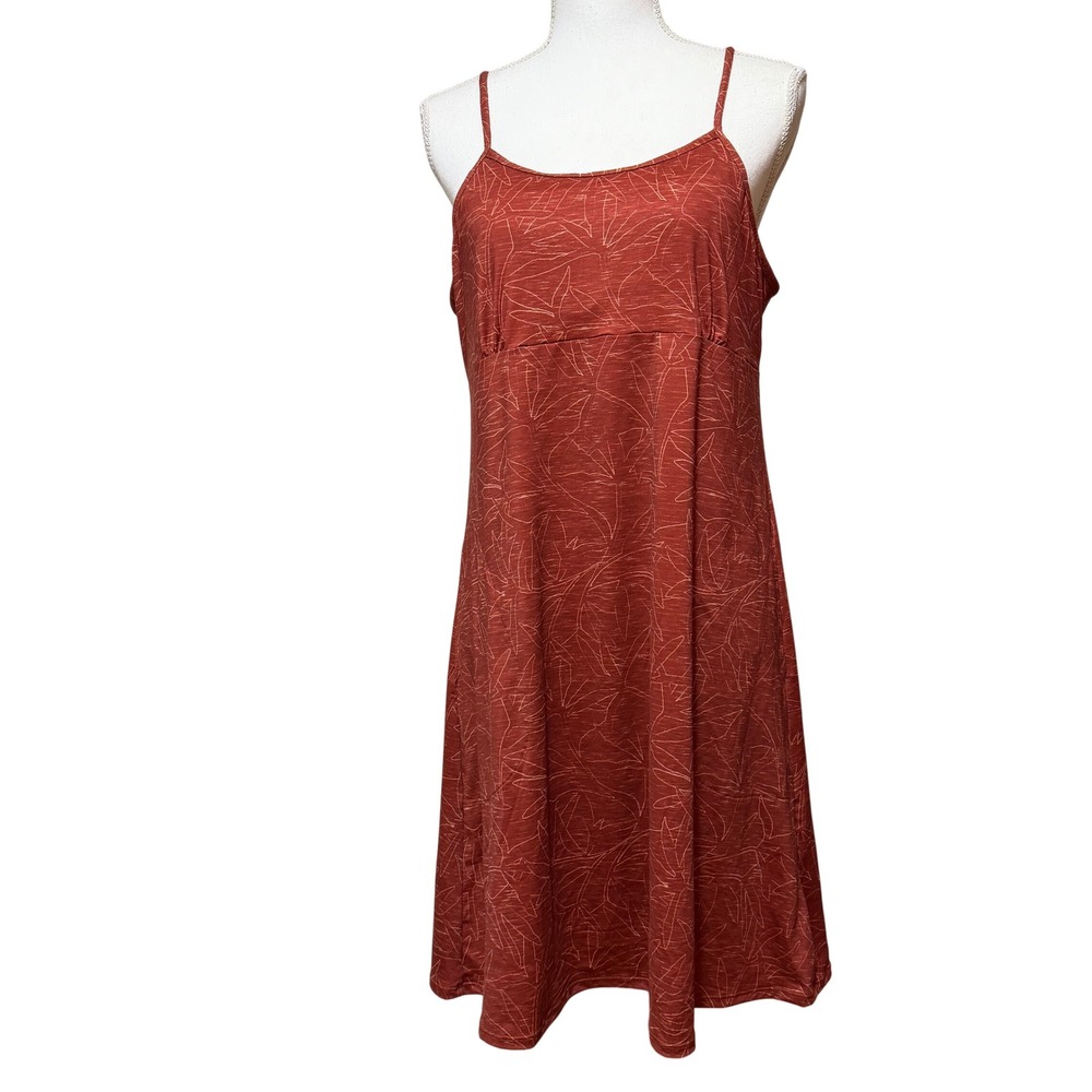 Prana Granite Springs Dress Rust Floret Womens sz L Performance Bra Pockets - Picture 3 of 5
